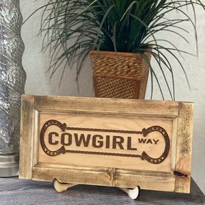 Cowgirl wood sign
